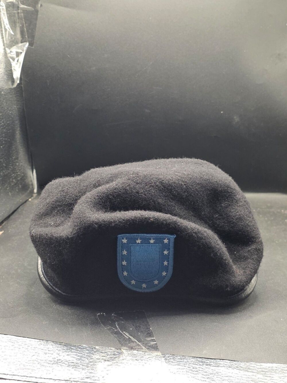 US Army Black Wool Beret DSCP Garrison Collection Military Hat Size 7  1/8